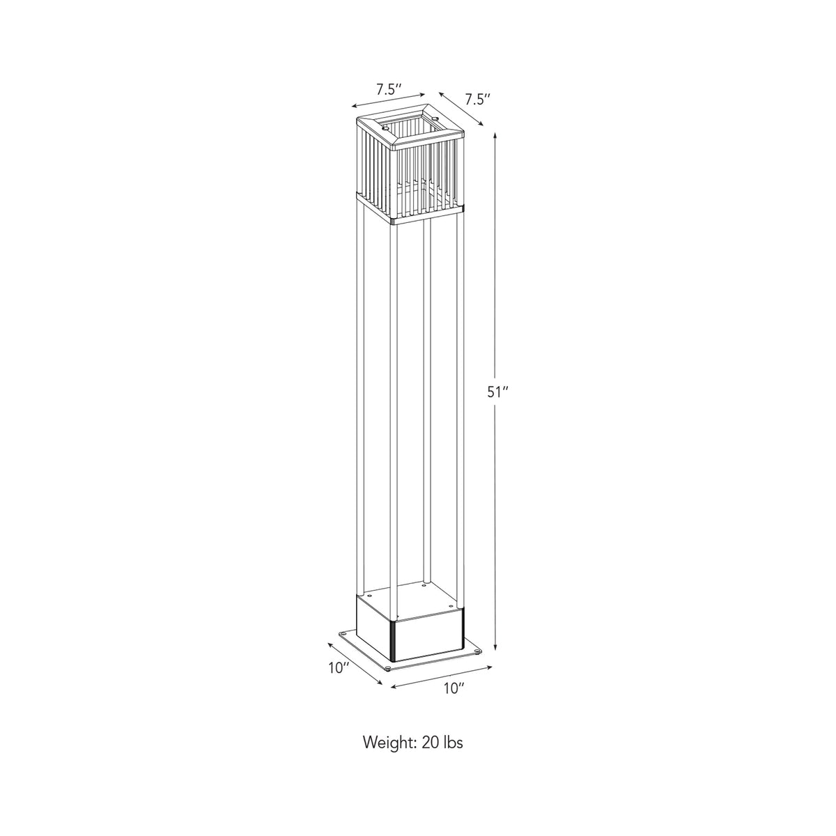 Ojai Outdoor Solar LED Floor Lamp - line drawing.