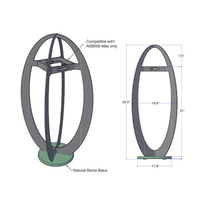 Oval Outdoor Solar LED Floor Lamp - line drawing.