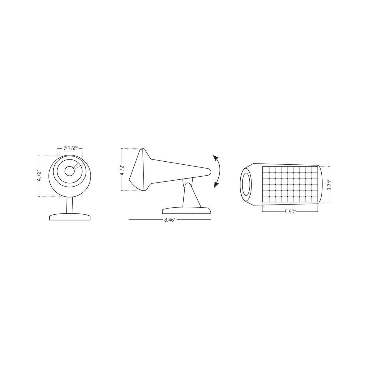 Pier Outdoor Solar LED Spot Light - line drawing.