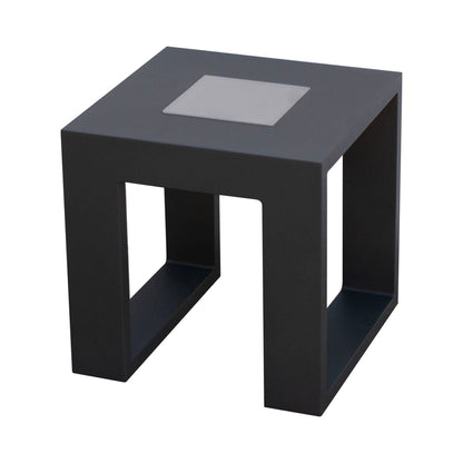 Rancho Outdoor Solar LED Table in Graphite Aluminum.
