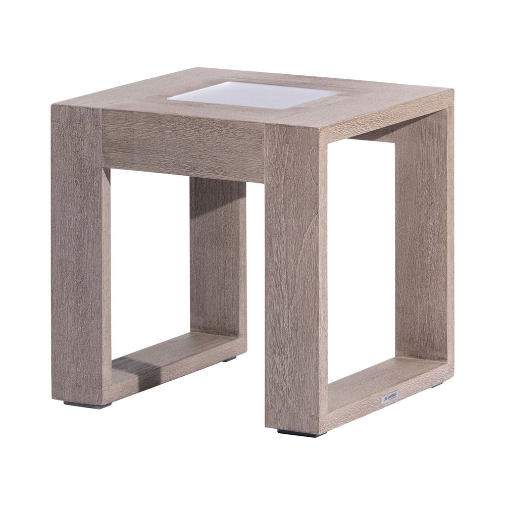 Rancho Outdoor Solar LED Table in Weathered Teak.