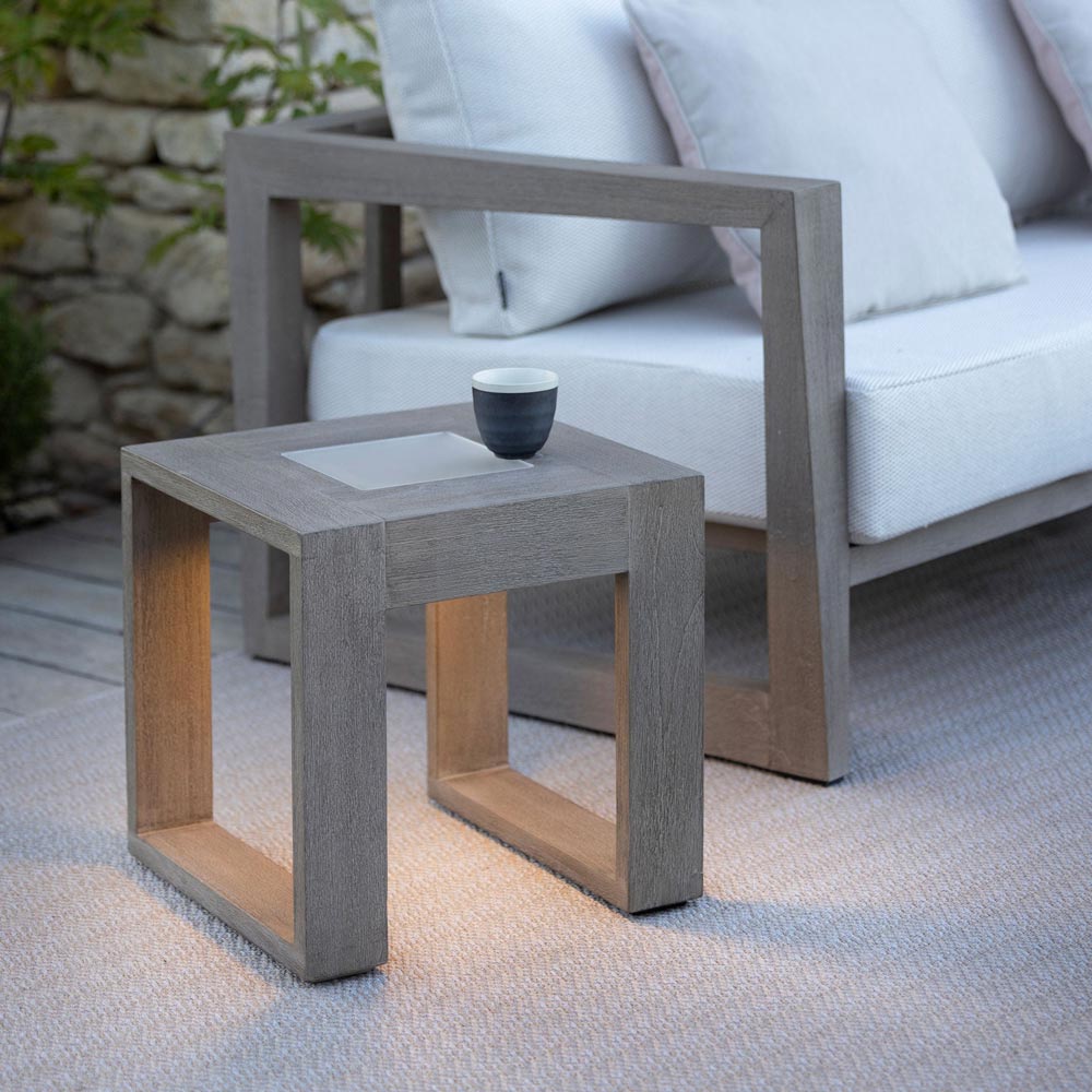 Rancho Outdoor Solar LED Table in Outside Area.