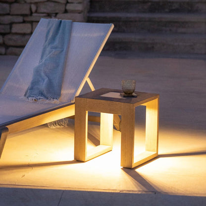 Rancho Outdoor Solar LED Table in Outside Area.