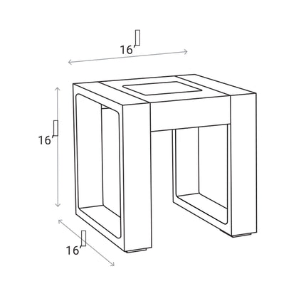 Rancho Outdoor Solar LED Table - line drawing.