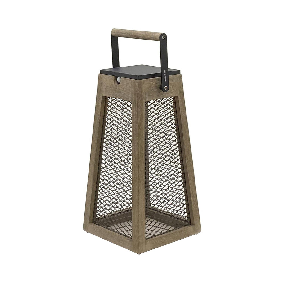 Roam Outdoor Solar LED Lantern in Weathered Teak (Steel Mesh).