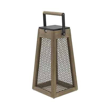 Roam Outdoor Solar LED Lantern in Weathered Teak (Steel Mesh).
