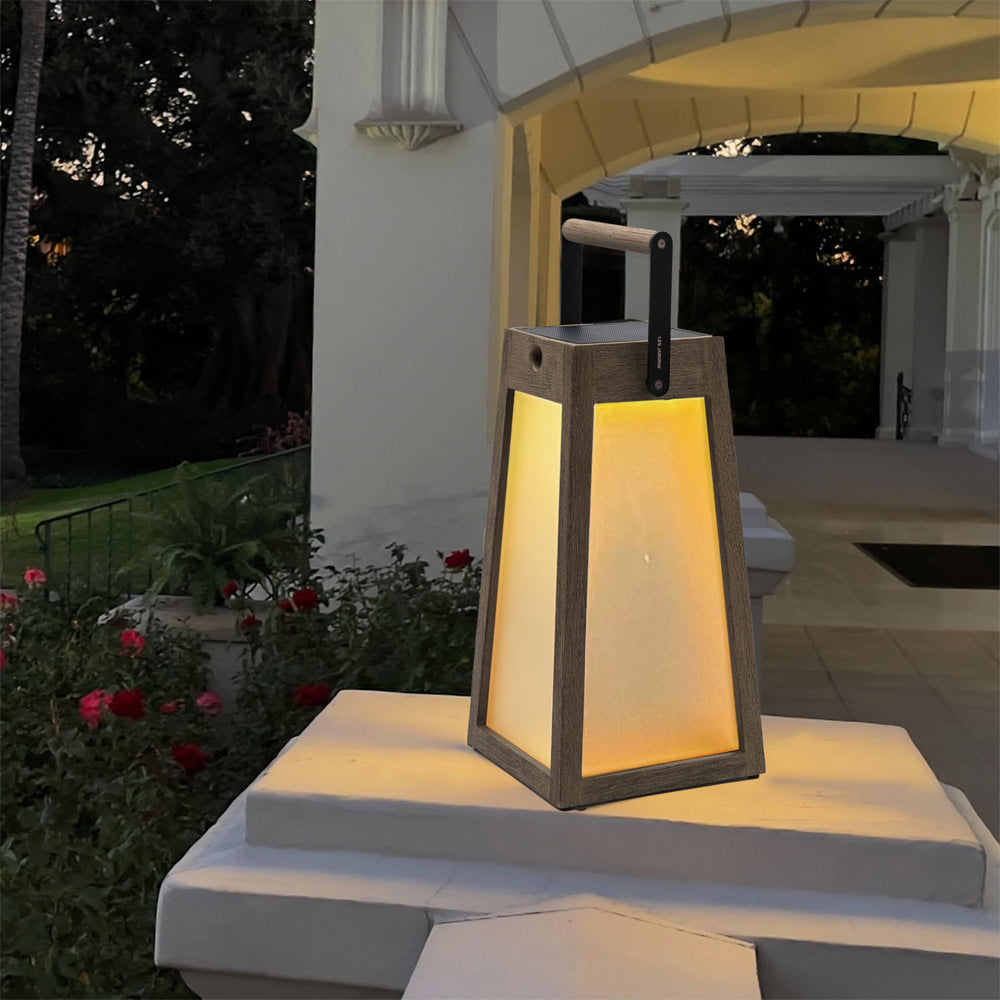 Roam Outdoor Solar LED Lantern in Outside Area.