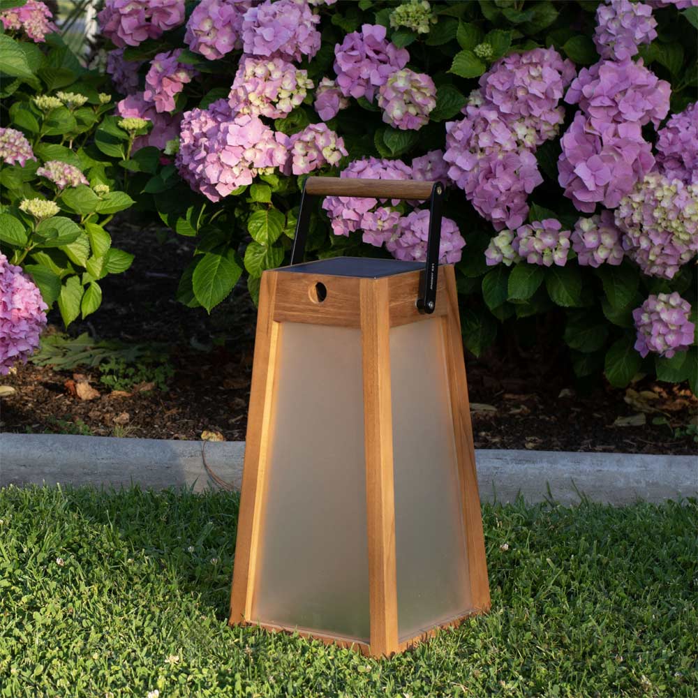 Roam Outdoor Solar LED Lantern in Outside Area.