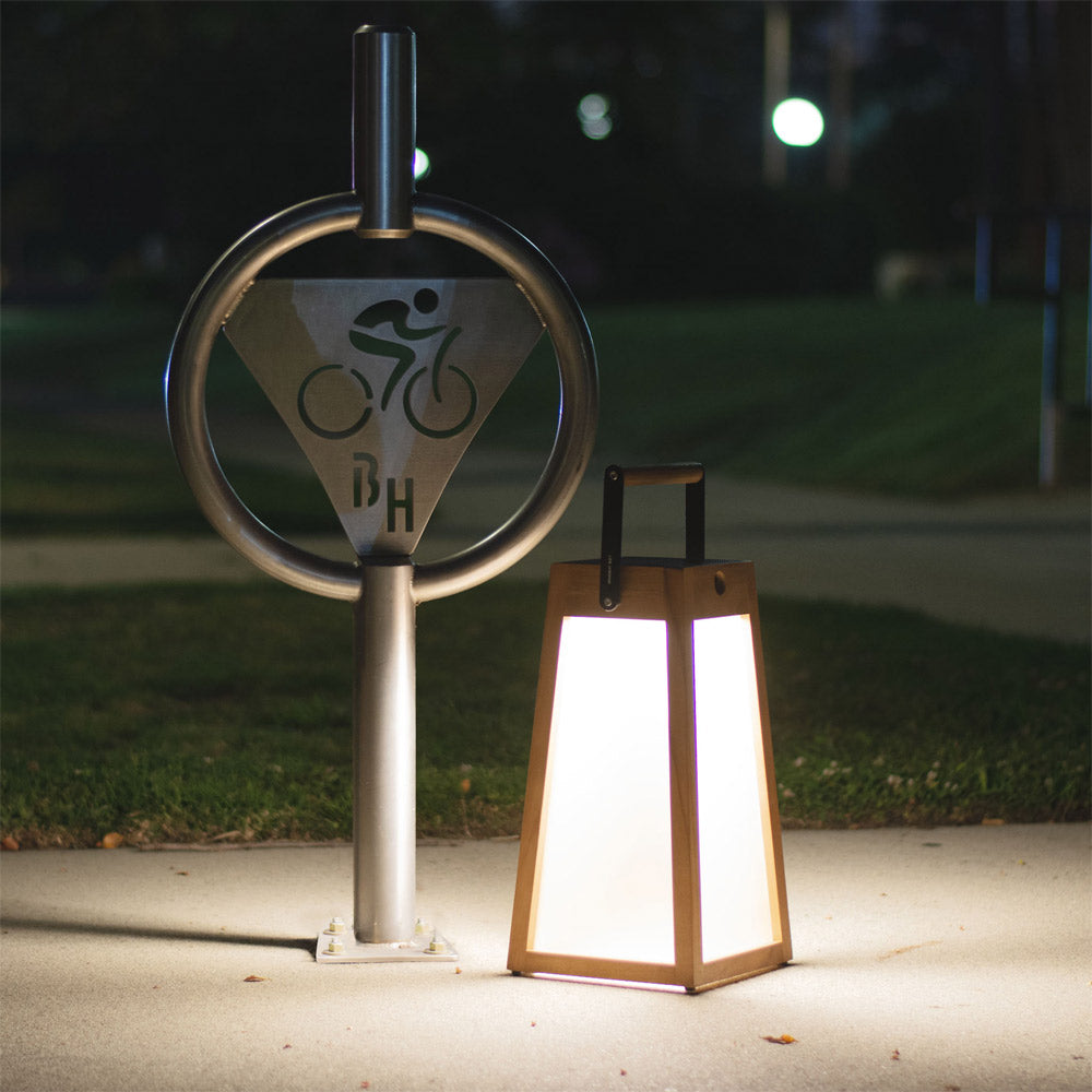 Roam Outdoor Solar LED Lantern in Outside Area.