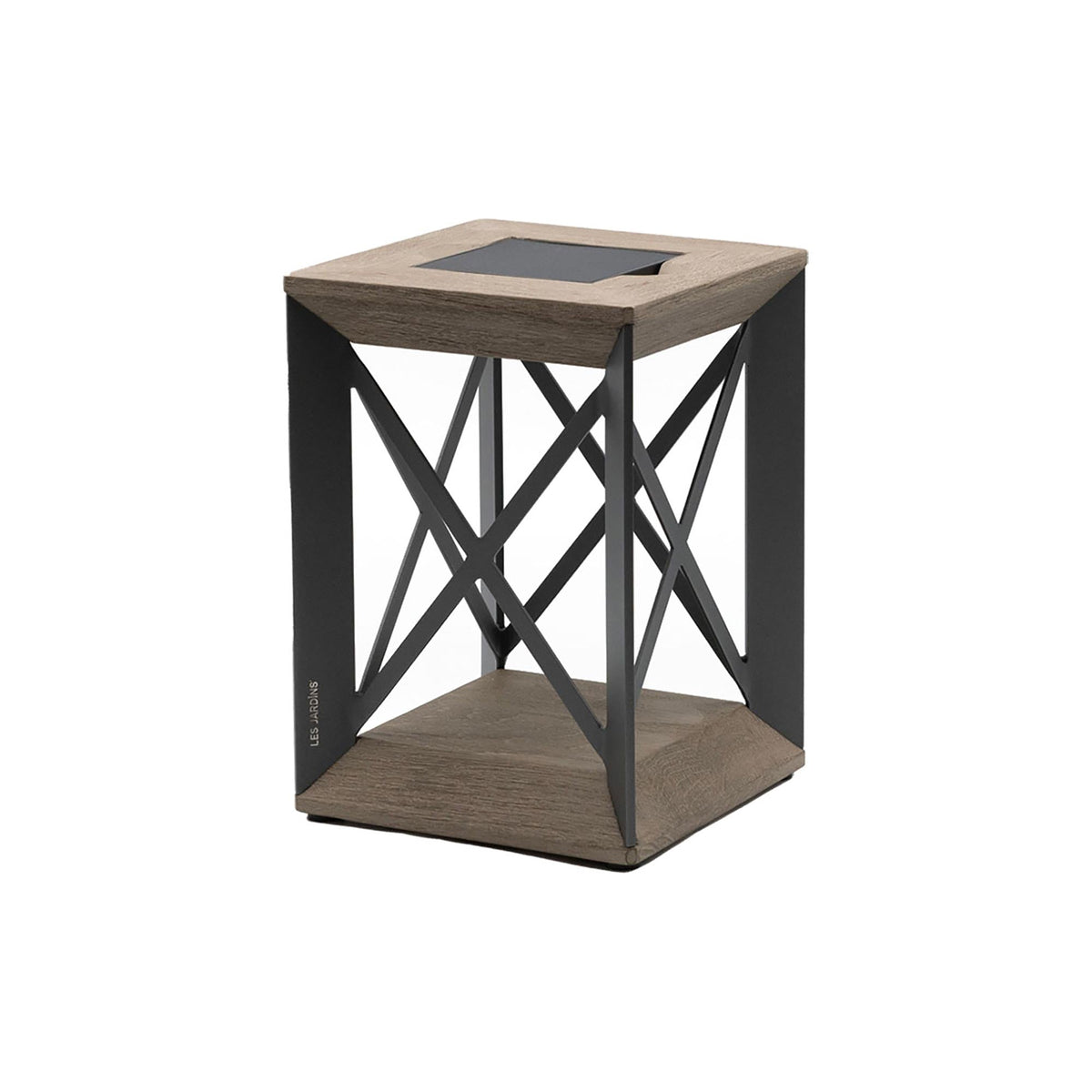Soho Outdoor Solar LED Lantern in Weathered Teak/Graphite Aluminum (13-Inch).