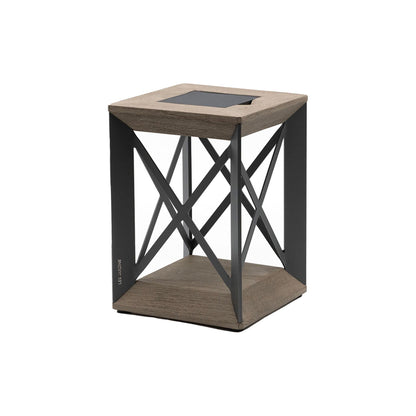 Soho Outdoor Solar LED Lantern in Weathered Teak/Graphite Aluminum (13-Inch).