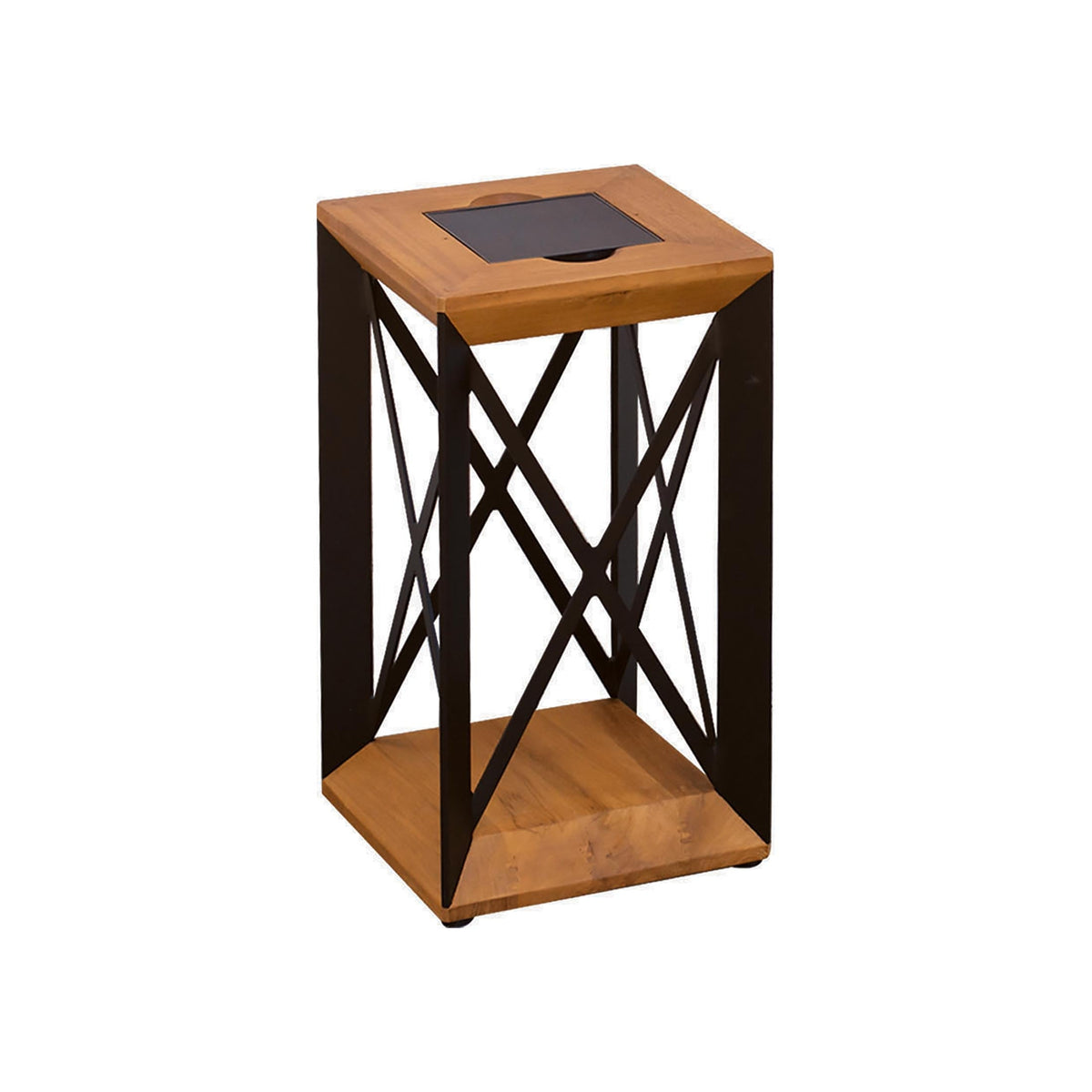Soho Outdoor Solar LED Lantern in Teak/Black Aluminum (17-Inch).