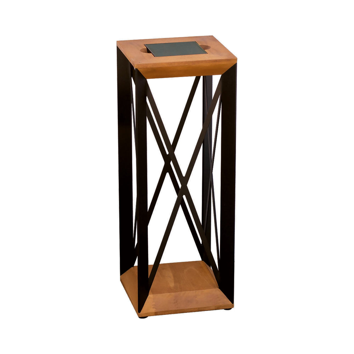 Soho Outdoor Solar LED Lantern in Teak/Black Aluminum (25-Inch).