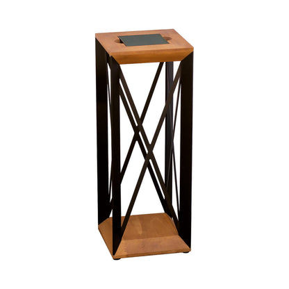 Soho Outdoor Solar LED Lantern in Teak/Black Aluminum (25-Inch).