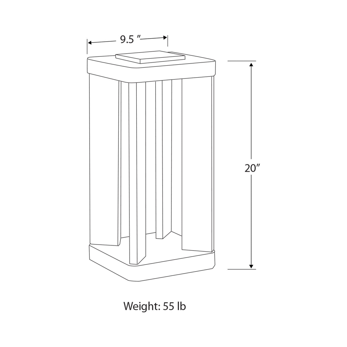 Stonehenge Outdoor Solar LED Pathway Light - line drawing.