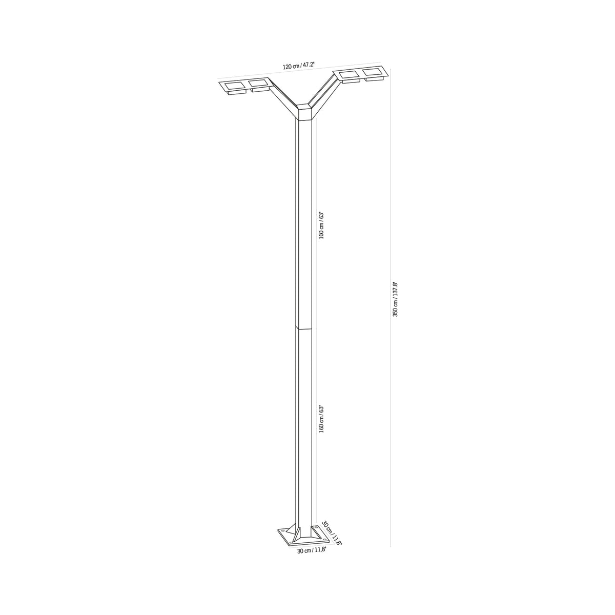 Swan Outdoor Solar LED Pathway Light - line drawing.