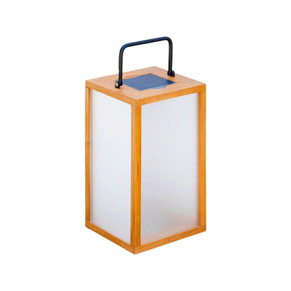 Tradition 2.0 Outdoor Solar LED Lantern in Natural Teak (18-Inch).