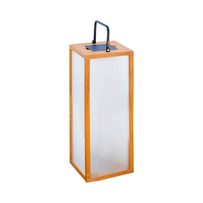 Tradition 2.0 Outdoor Solar LED Lantern in Natural Teak (26-Inch).