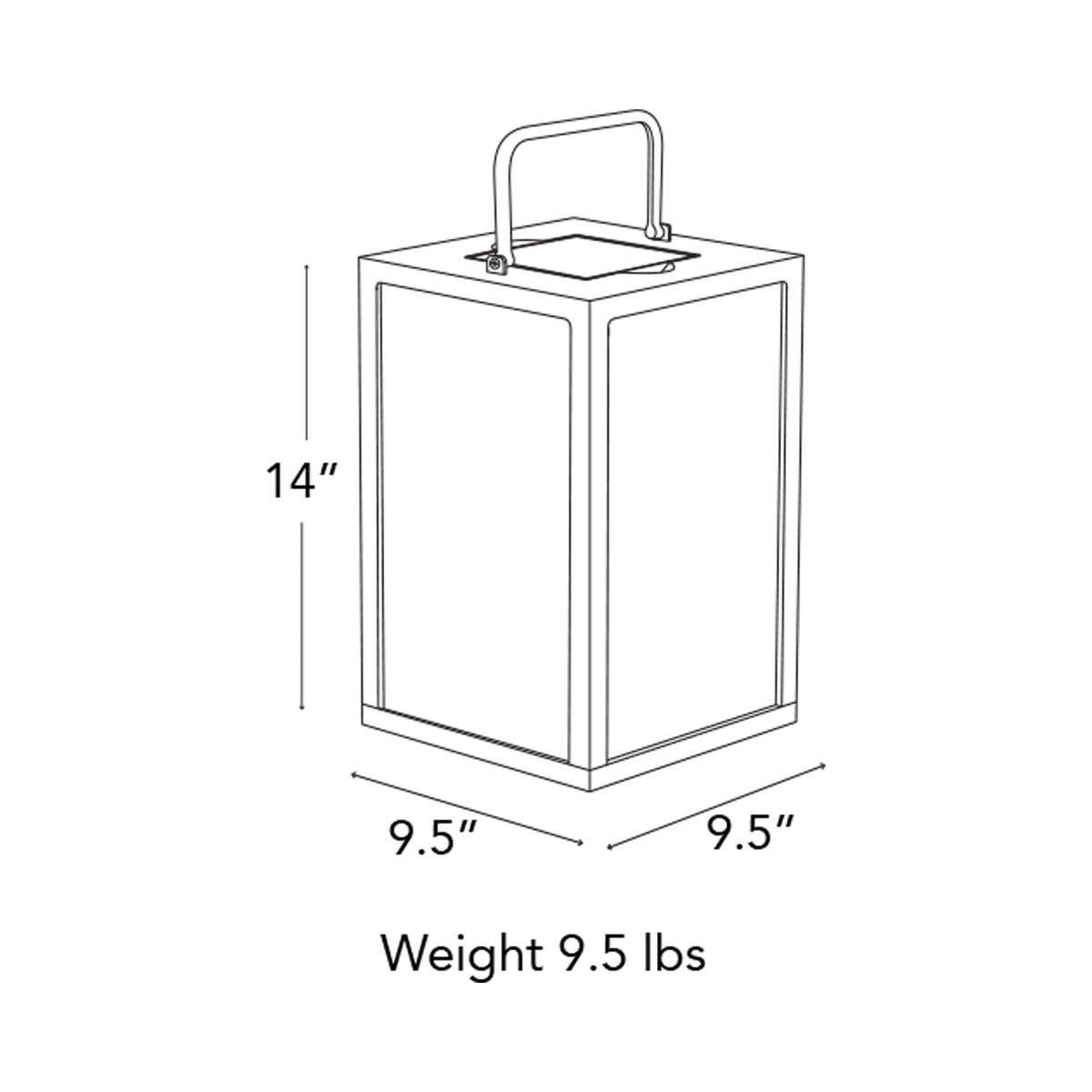 Tradition 2.0 Outdoor Solar LED Lantern - line drawing.