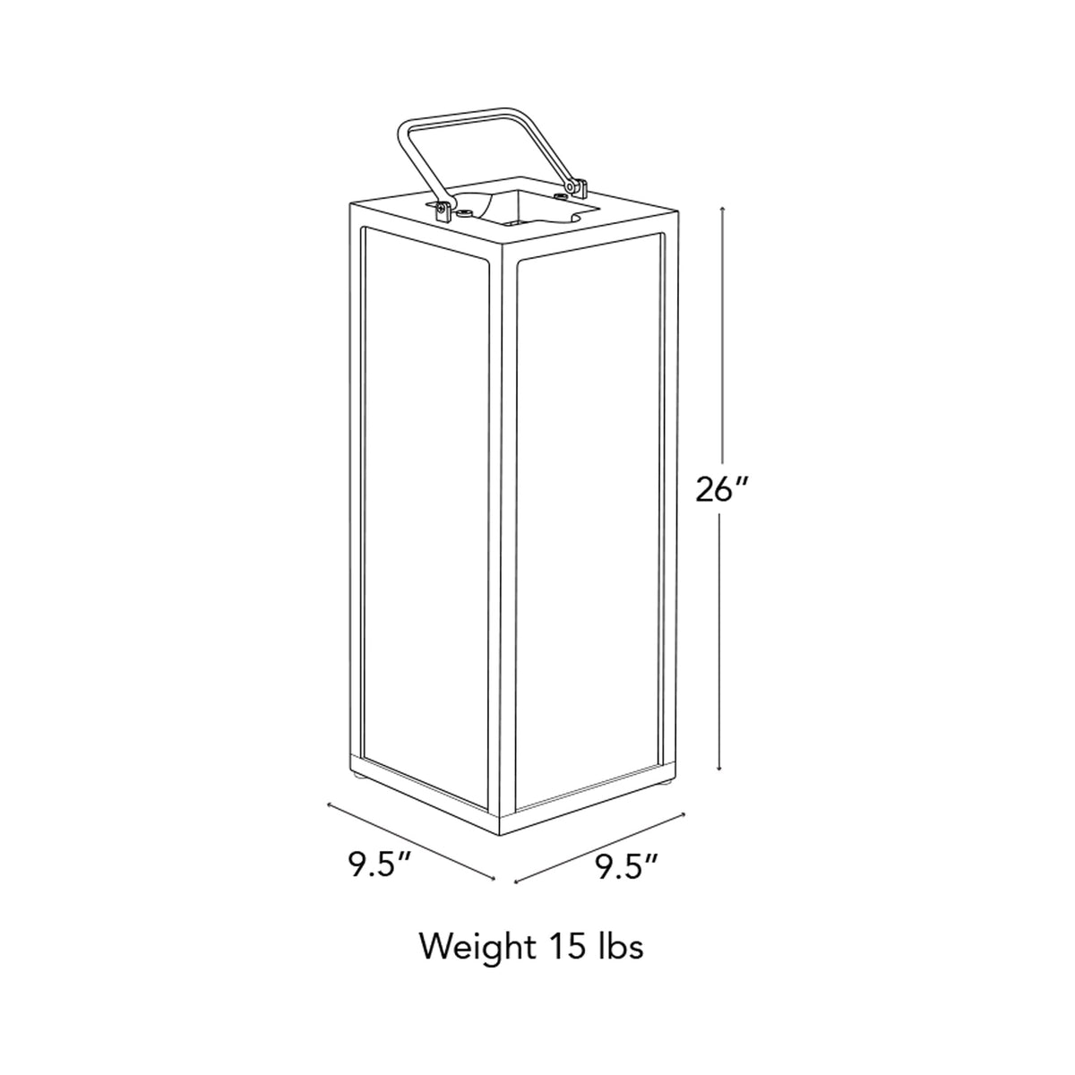 Tradition 2.0 Outdoor Solar LED Lantern - line drawing.