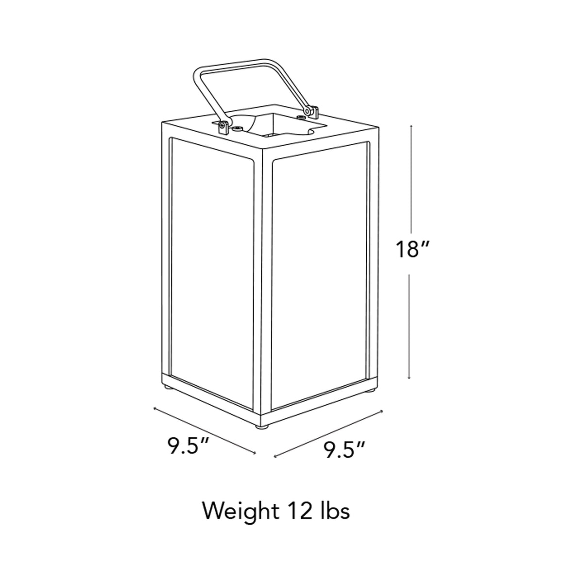Tradition 2.0 Solar LED Lantern - line drawing.