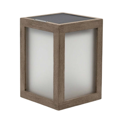 Tradition Outdoor Solar LED Table Lamp in Weathered Teak.