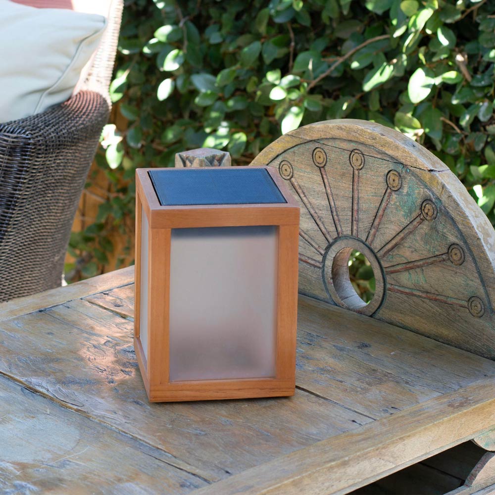 Tradition Outdoor Solar LED Table Lamp in Outside Area.