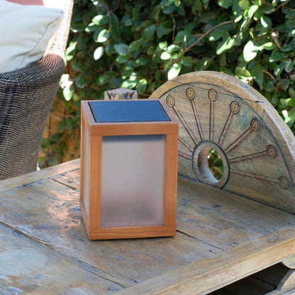 Tradition Outdoor Solar LED Table Lamp in Outside Area.