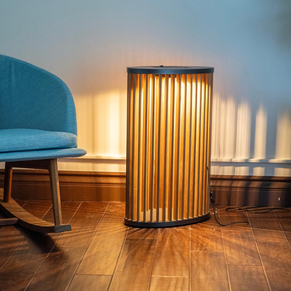 Yaro Solar LED Floor Lamp in living room.