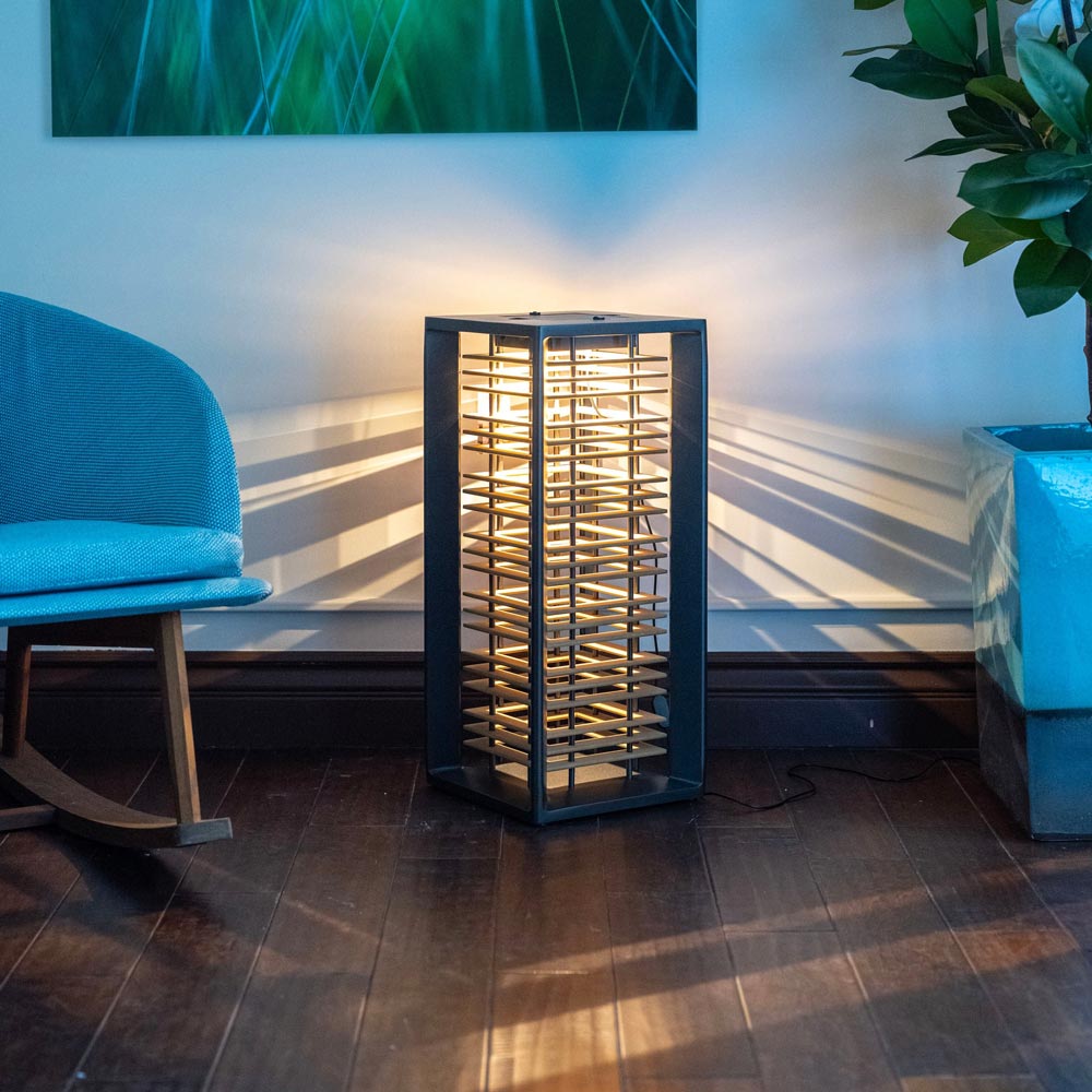 Yoko Solar LED Floor Lamp in living room.