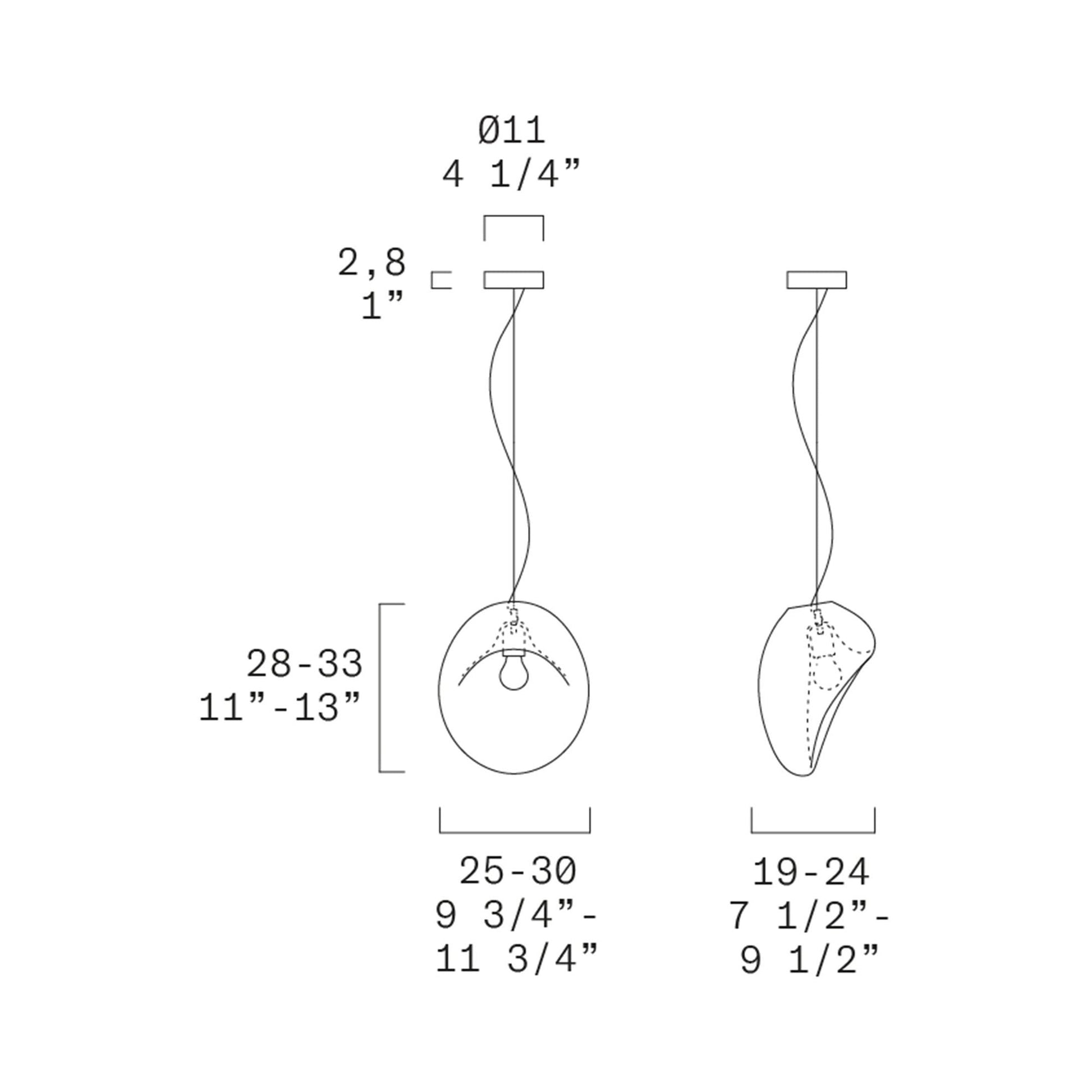 Lightbody Pendant Light - line drawing.