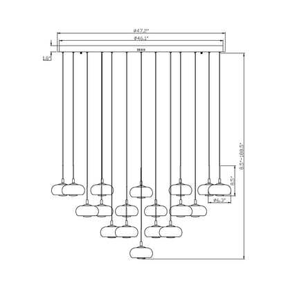 Adelfia Grand LED Chandelier - line drawing.