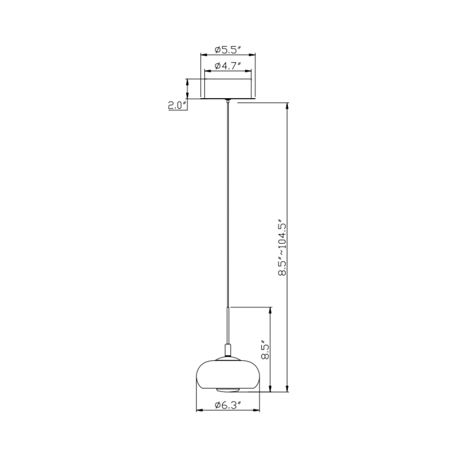 Adelfia LED Pendant Light - line drawing.