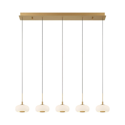 Adelfia Linear LED Chandelier in Painted Antique Brass.
