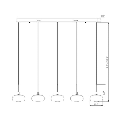 Adelfia Linear LED Chandelier - line drawing.