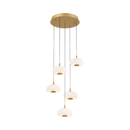 Adelfia Multi Light LED Pendant Light in Painted Antique Brass (5-Light).