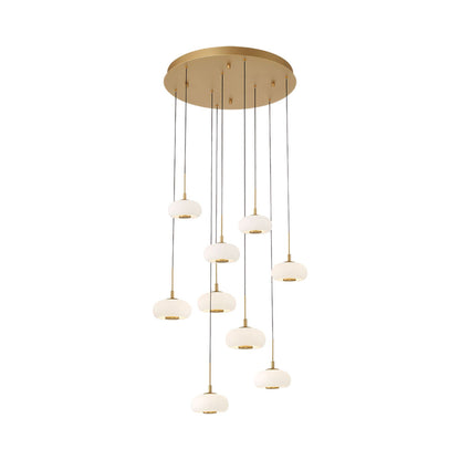 Adelfia Multi Light LED Pendant Light in Painted Antique Brass (9-Light).