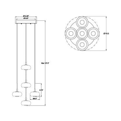 Adelfia Multi Light LED Pendant Light - line drawing.