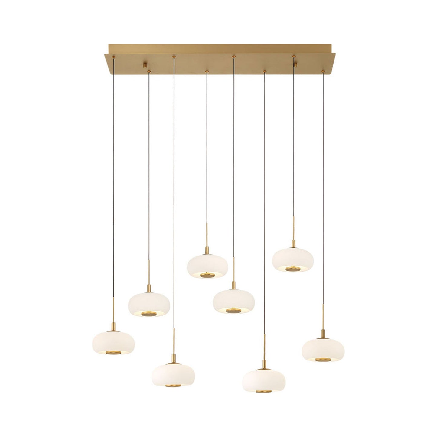 Adelfia Rectangular LED Chandelier in Painted Antique Brass (8-Light).