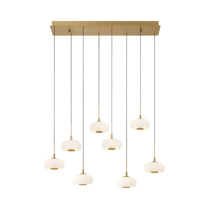 Adelfia Rectangular LED Chandelier in Painted Antique Brass (8-Light).