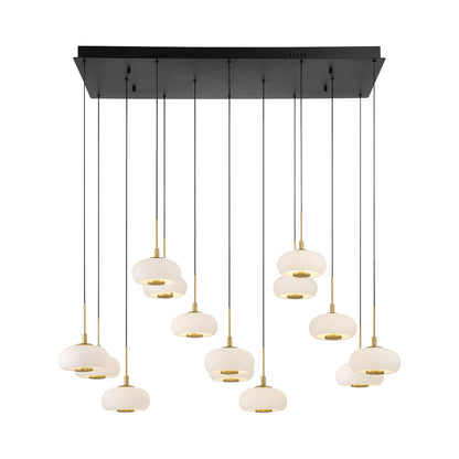 Adelfia Rectangular LED Chandelier in Matte Black (14-Light).
