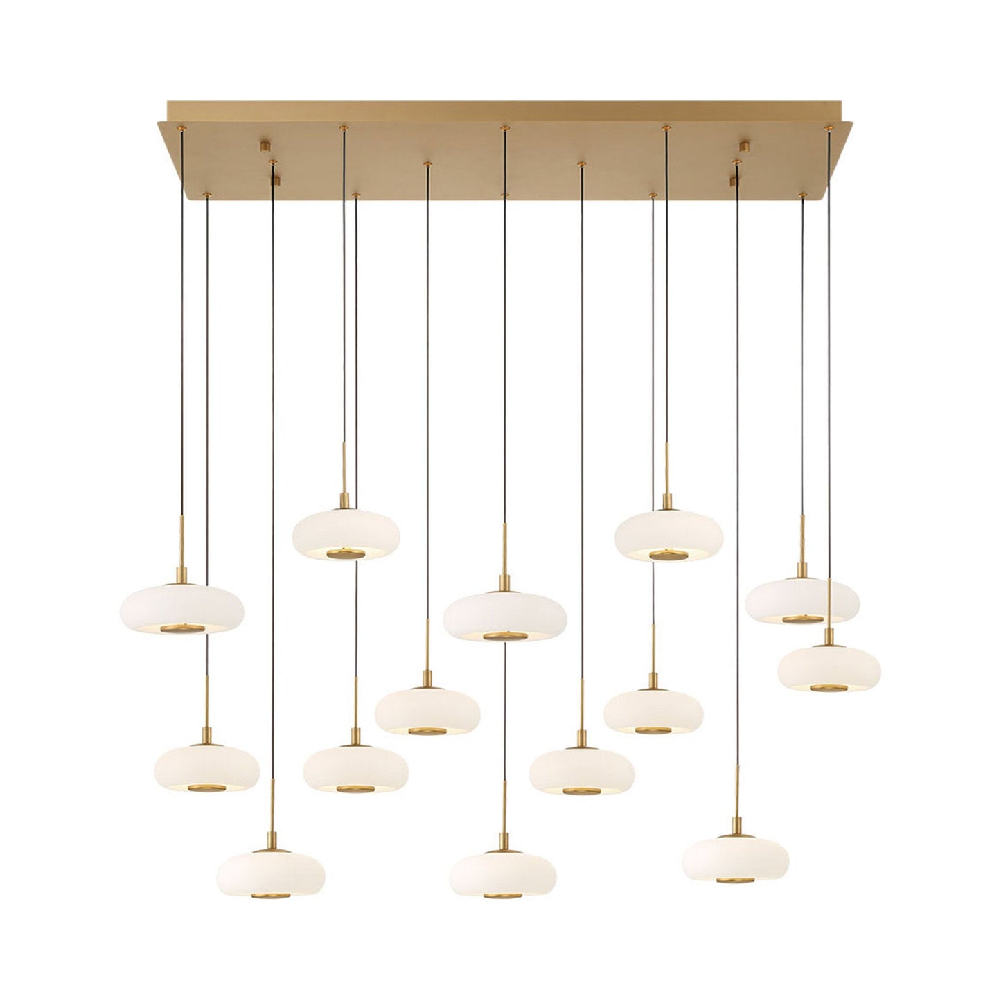 Adelfia Rectangular LED Chandelier in Painted Antique Brass (14-Light).