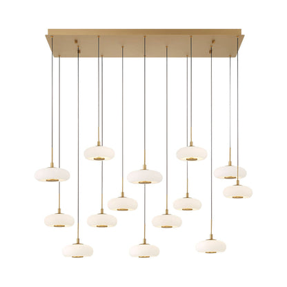 Adelfia Rectangular LED Chandelier in Painted Antique Brass (14-Light).