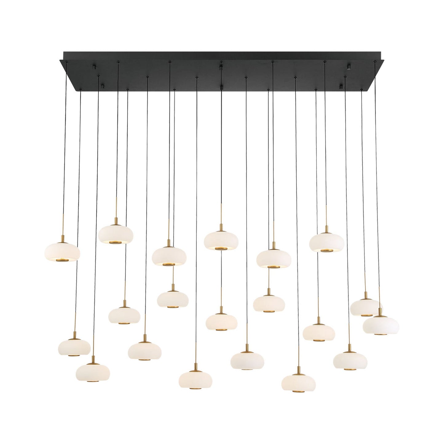 Adelfia Rectangular LED Chandelier in Matte Black (20-Light).