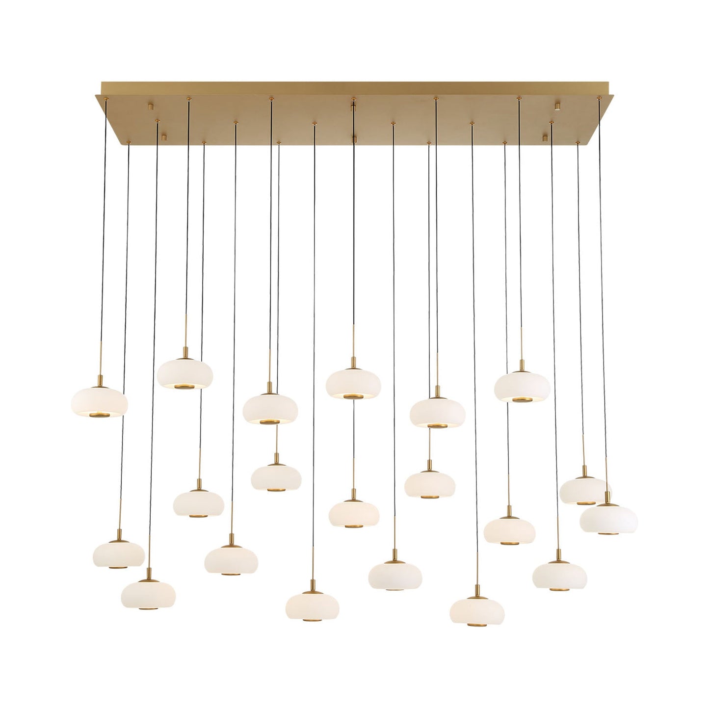 Adelfia Rectangular LED Chandelier in Painted Antique Brass (20-Light).