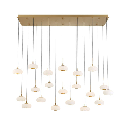 Adelfia Rectangular LED Chandelier in Painted Antique Brass (20-Light).
