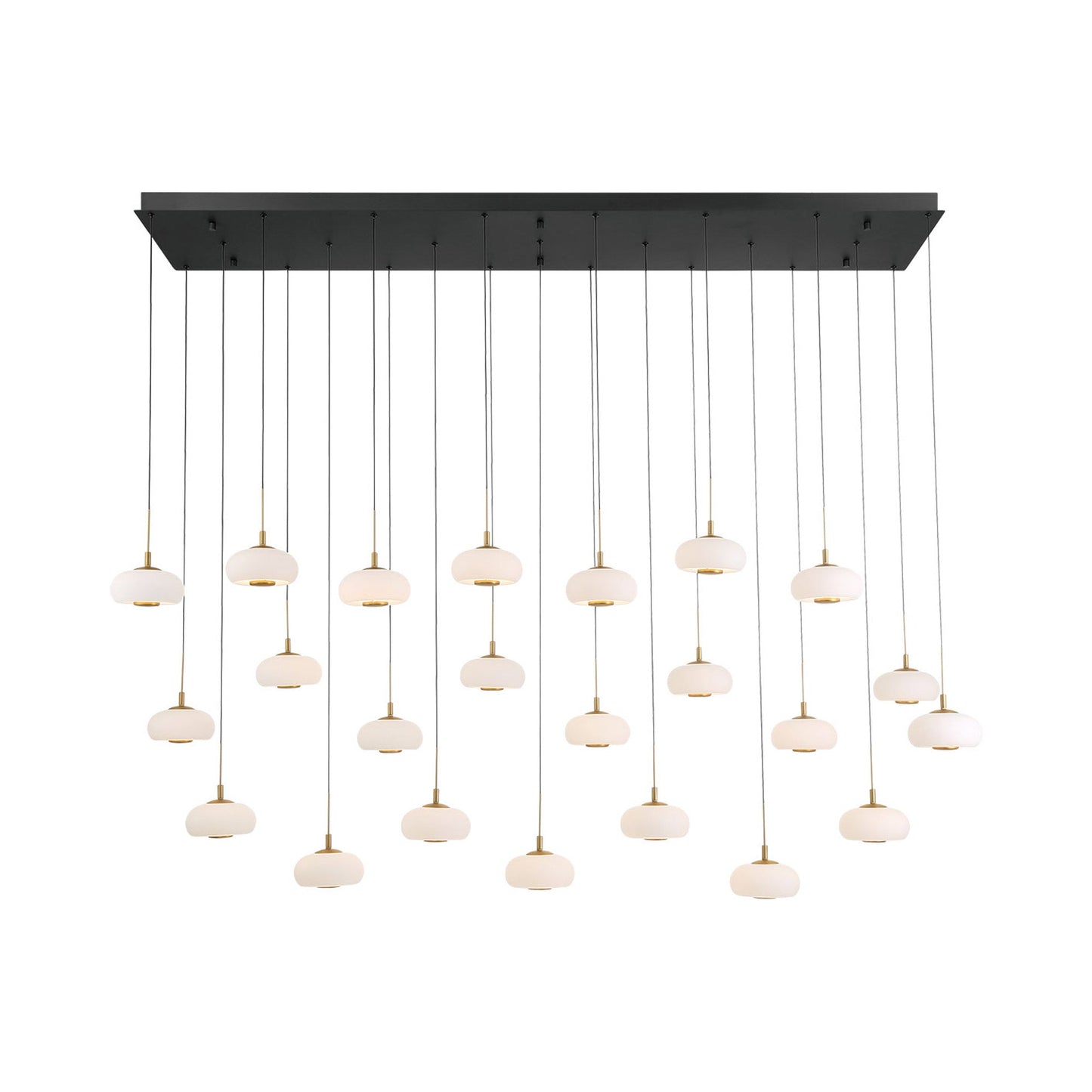 Adelfia Rectangular LED Chandelier in Matte Black (23-Light).