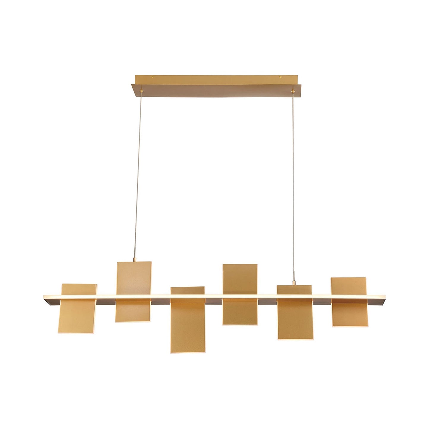 Affilato Linear LED Chandelier in Satin Brass (6-Light).