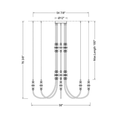 Alcamo LED Chandelier - line drawing.