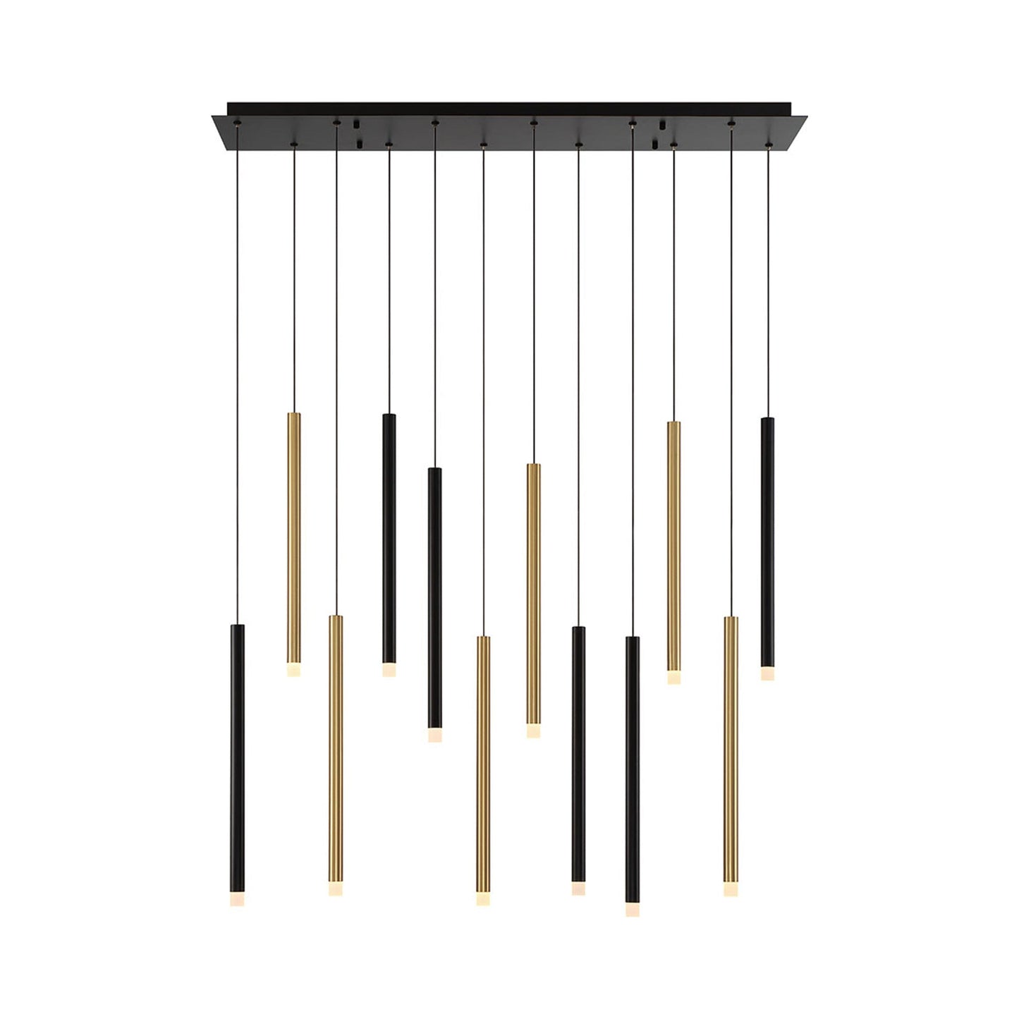 Amalfi Linear LED Chandelier in Matte Black And Plated Brushed Gold (12-Light).